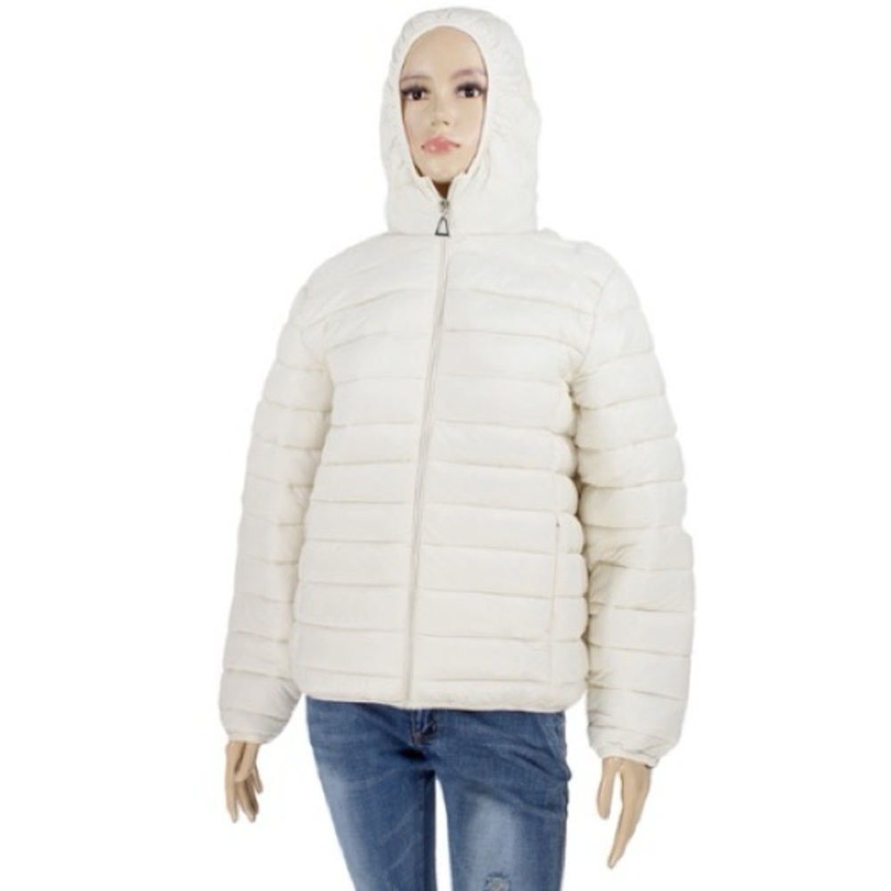 Women's Ivory Hooded Puffer Jacket
